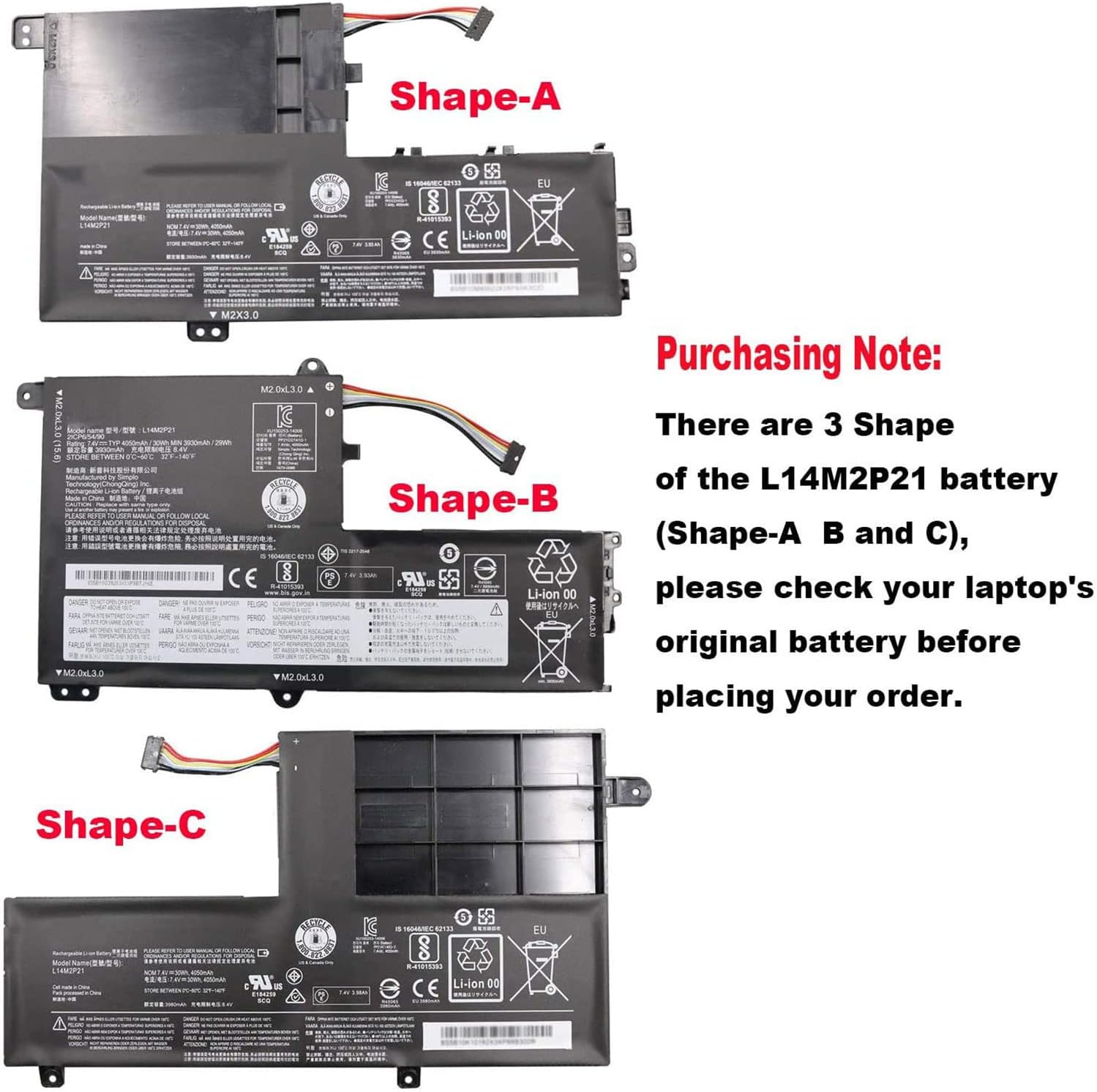 Imágenes Adicionales Modales para Bater&iacute;a para Lenovo S41-35 S41-70 S41-75 U41-70 Yoga 500-14IBD 14ISK 15IHW 15ISK