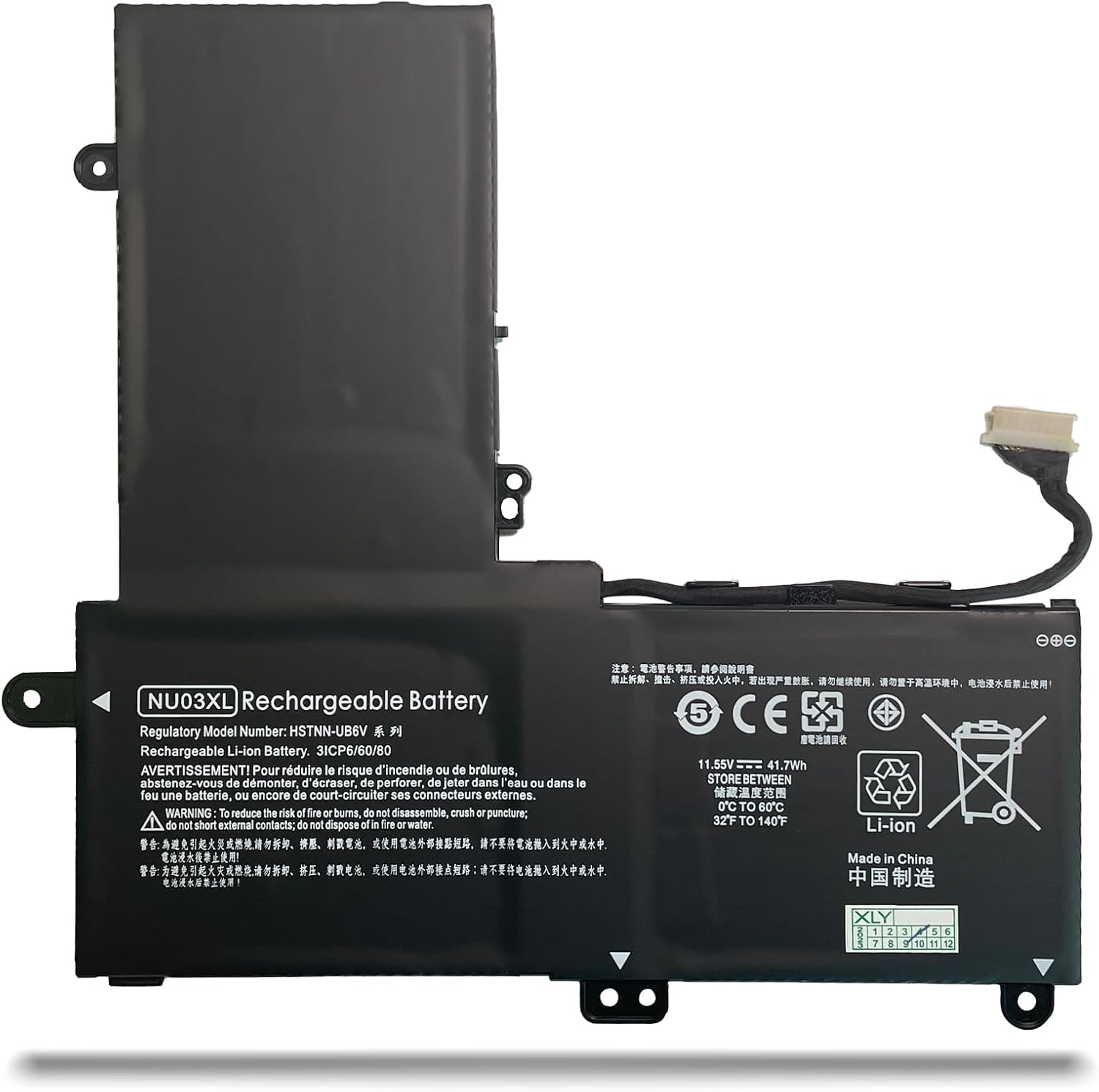 (imagen para) Bater&iacute;a para NU03XL HP 843536-541 844201-850 844201-855 HSTNN-UB6V TPN-C128 TPN-W11 