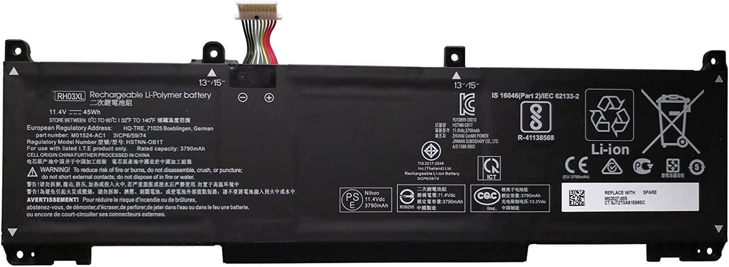 Batería para HP RH03XL HSTNN-OB1T HSTNN-DB0B HSTNN-IB9Q HSTNN-UB7X M01524-2B1 M01524-AC1 M02027-005 (compatible)